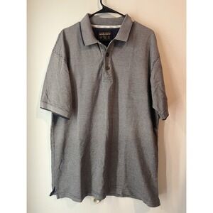 Vintage Woolrich Polo Shirt Short Sleeve Herringbone Blue Gray Size‎ Large